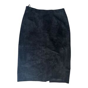 Vintage David Howard Black Leather Pencil Skirt Sz 3/4